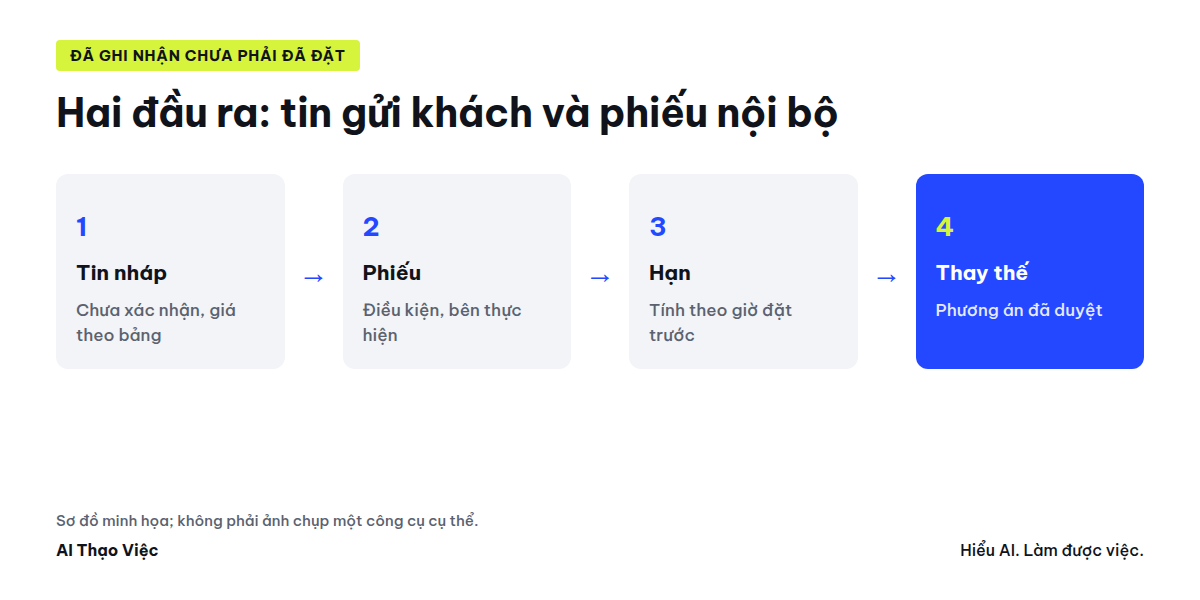 Tin nháp gửi khách và phiếu nội bộ: đã ghi nhận, chưa xác nhận, người xác nhận, hạn báo khách